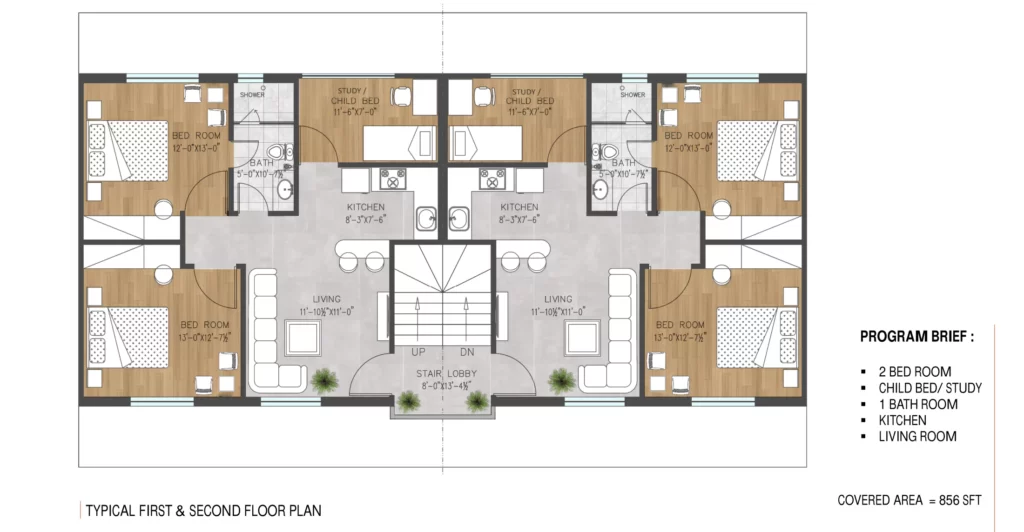harmony park 5 marla villa apartments layout plan 3 bed