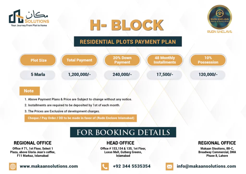 rudn enclave h block payment plan