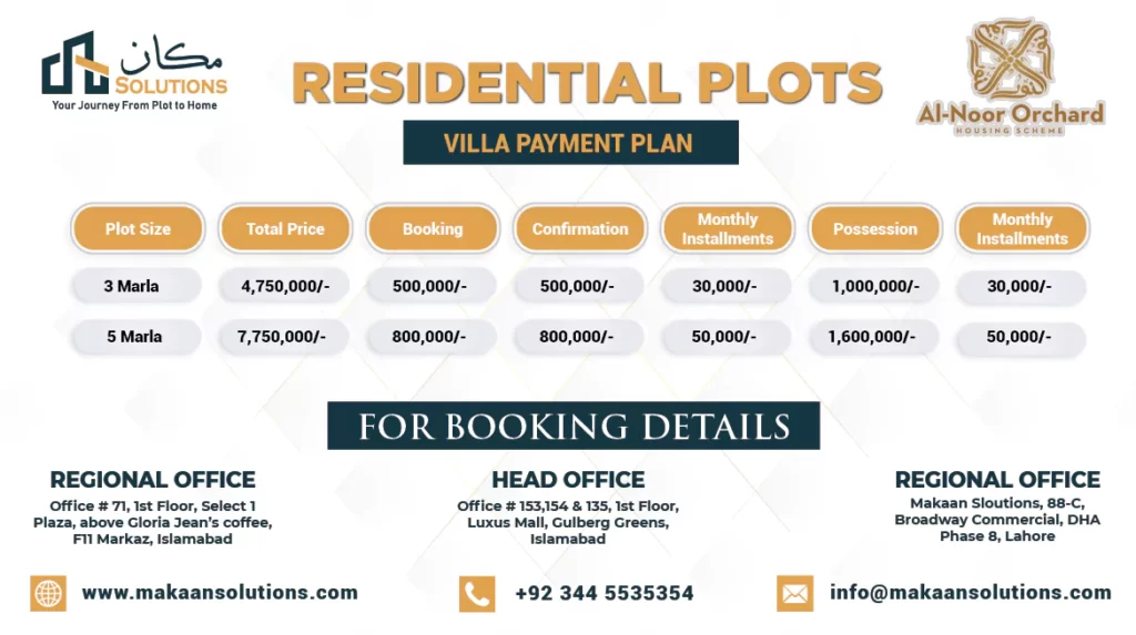 al noor orchard villa payment plan