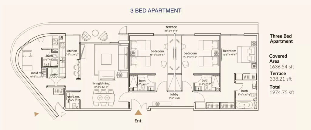 one capital 3 bed apartment