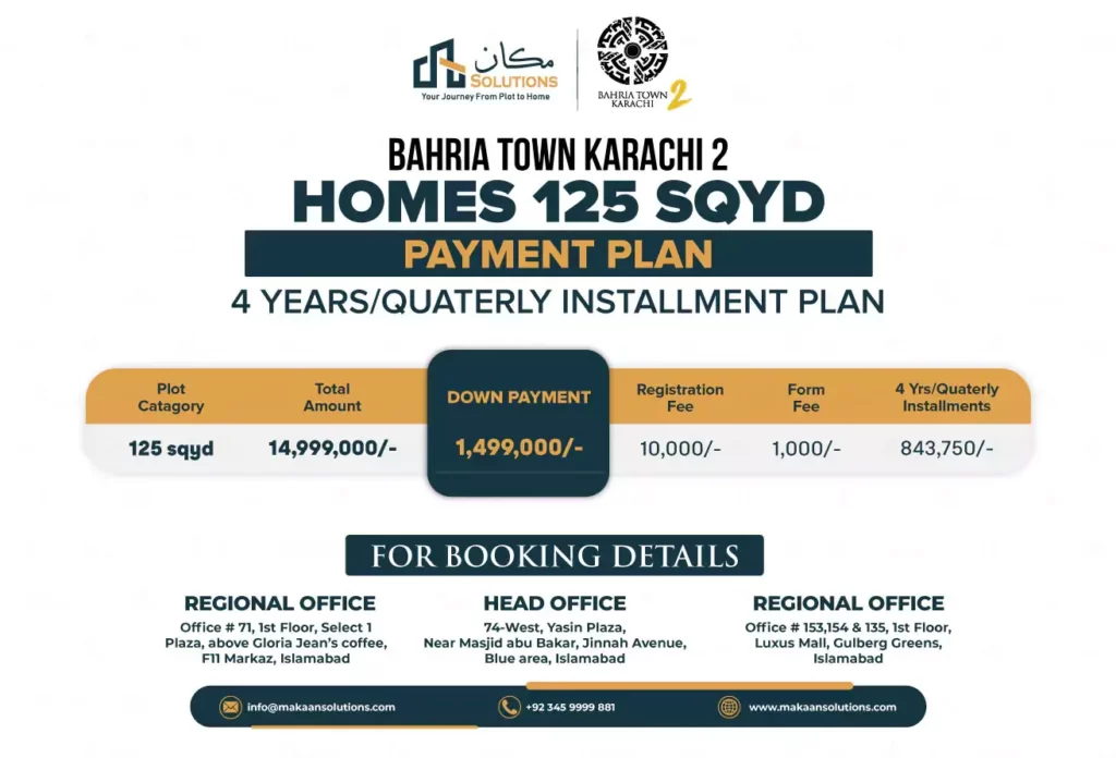 bahria town karachi 2 homes payment plan