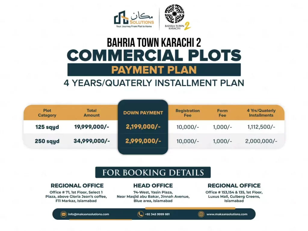 bahria town karachi commercial payment plan