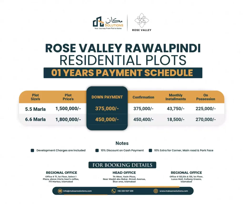 Rose Valley Rawalpindi payment plan 