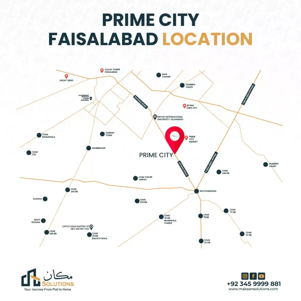 Prime City Faisalabad Location
