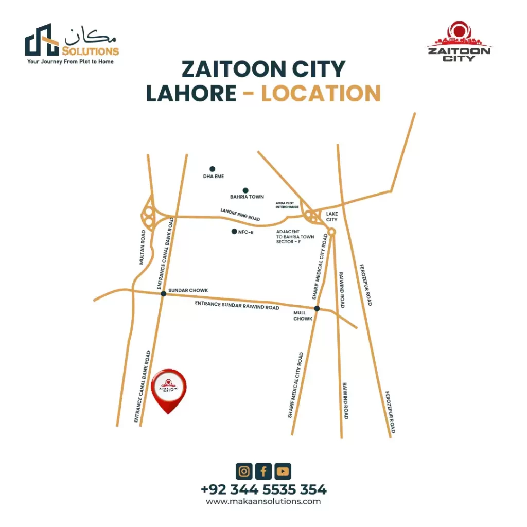 zaitoon city lahore location