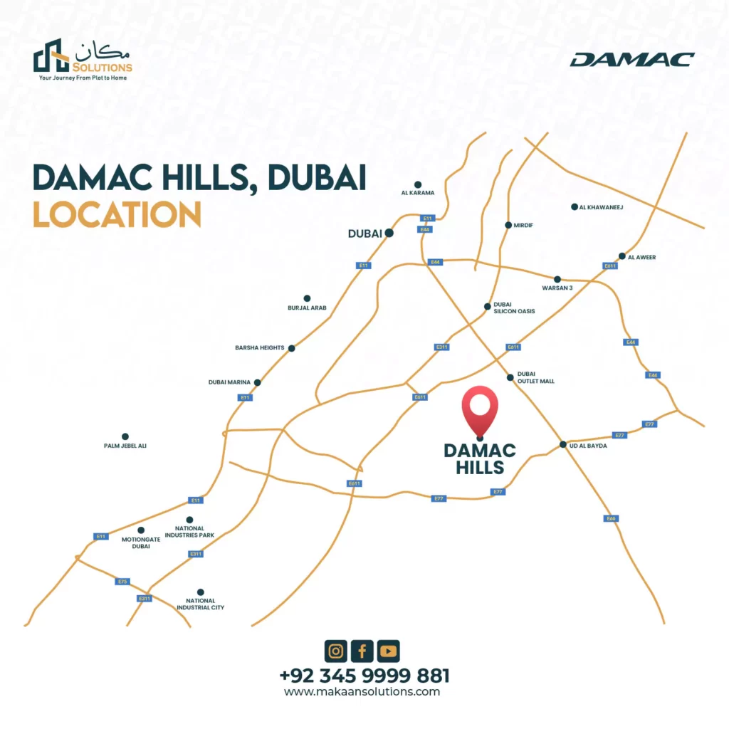 damac hills a golf community in dubailand location