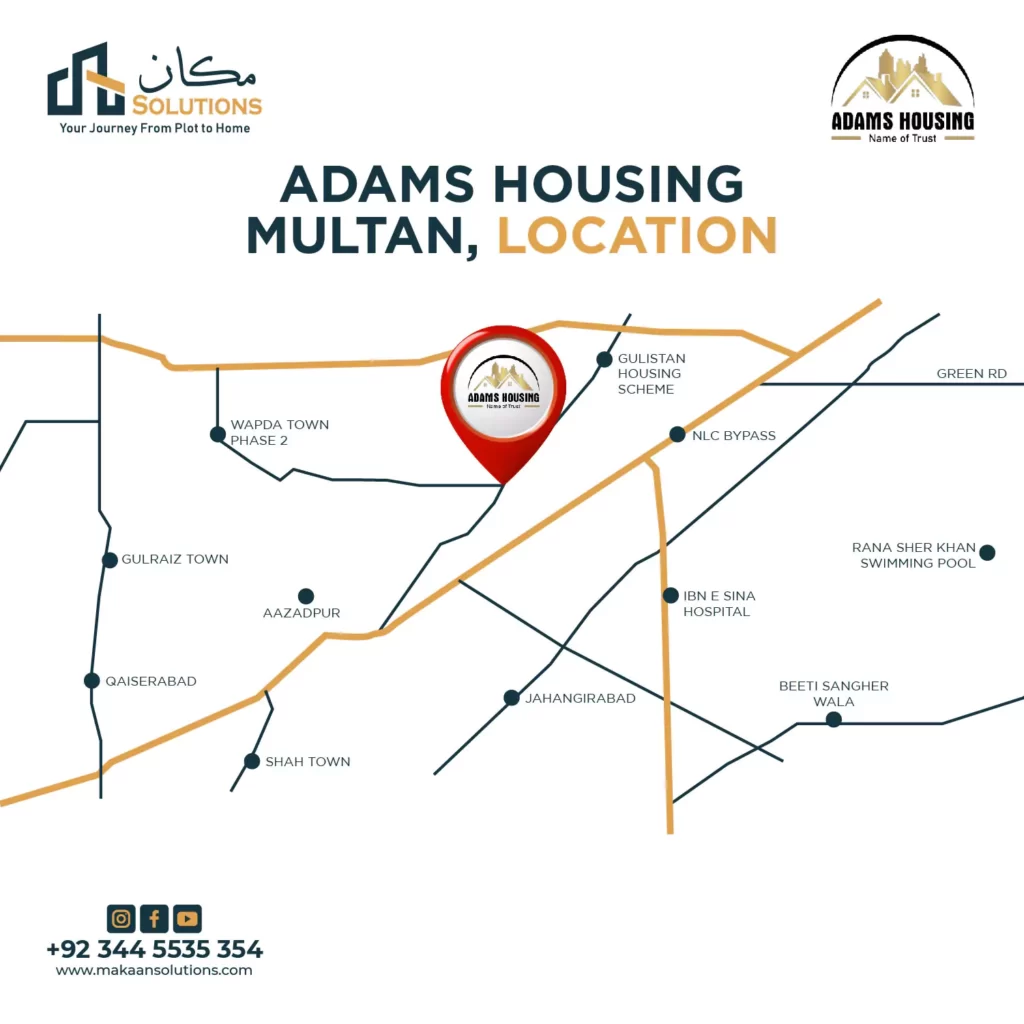 adams housing multan location