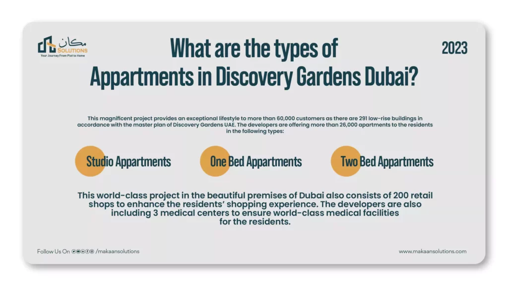 discovery gardens dubai Types of Apartments
