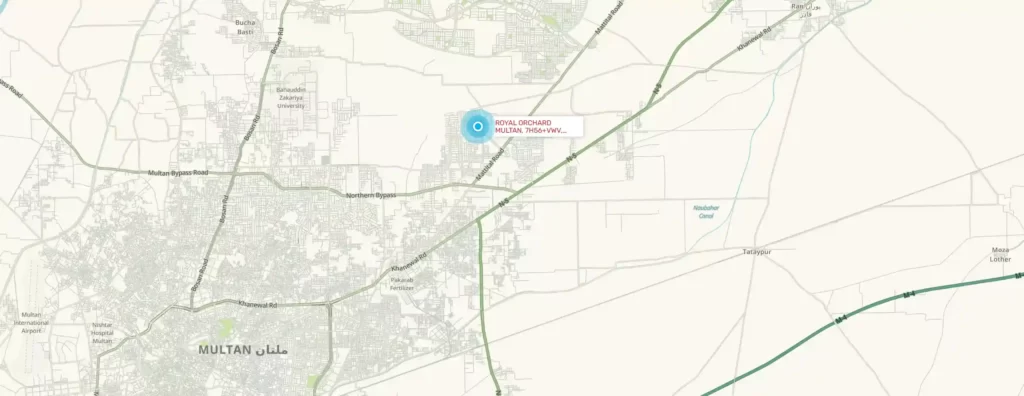 royal orchard multan map location