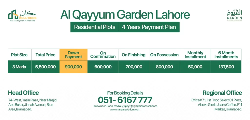 al qayyum gardenn payment plan