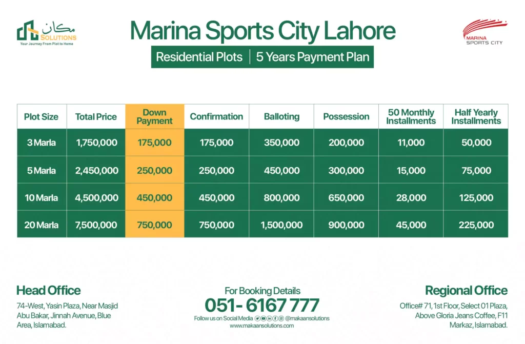 marina sports city payment plan