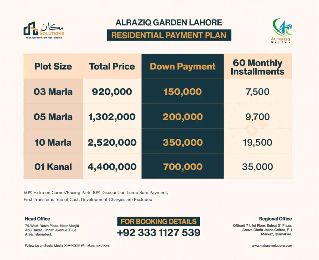 al raziq garden payment plan