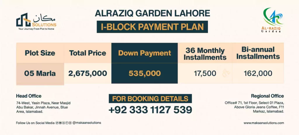 al raziq garden i block payment plan