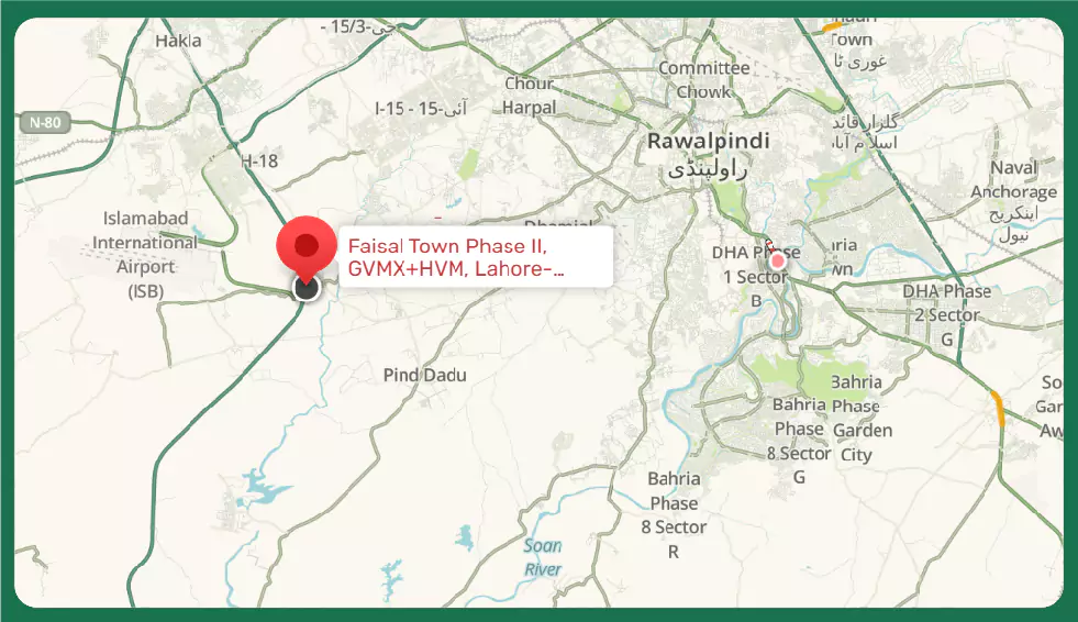 faisal town phase 2 location map