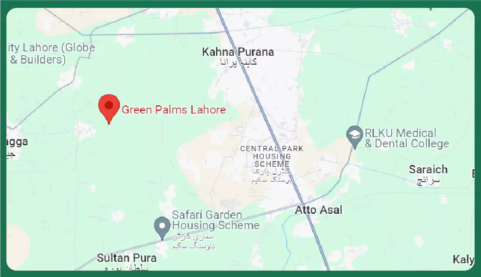 green palms lahore location map