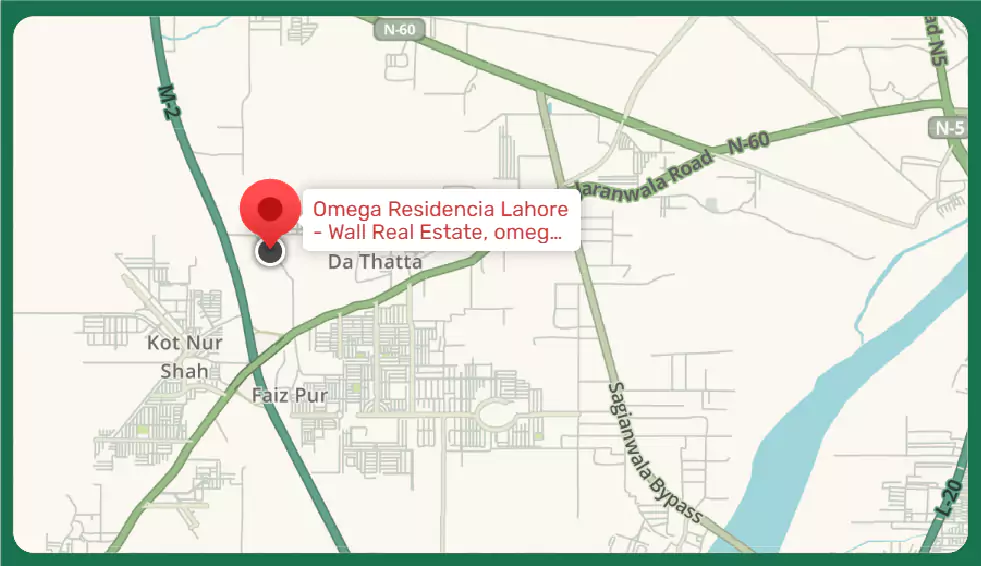 omega residencia lahore map