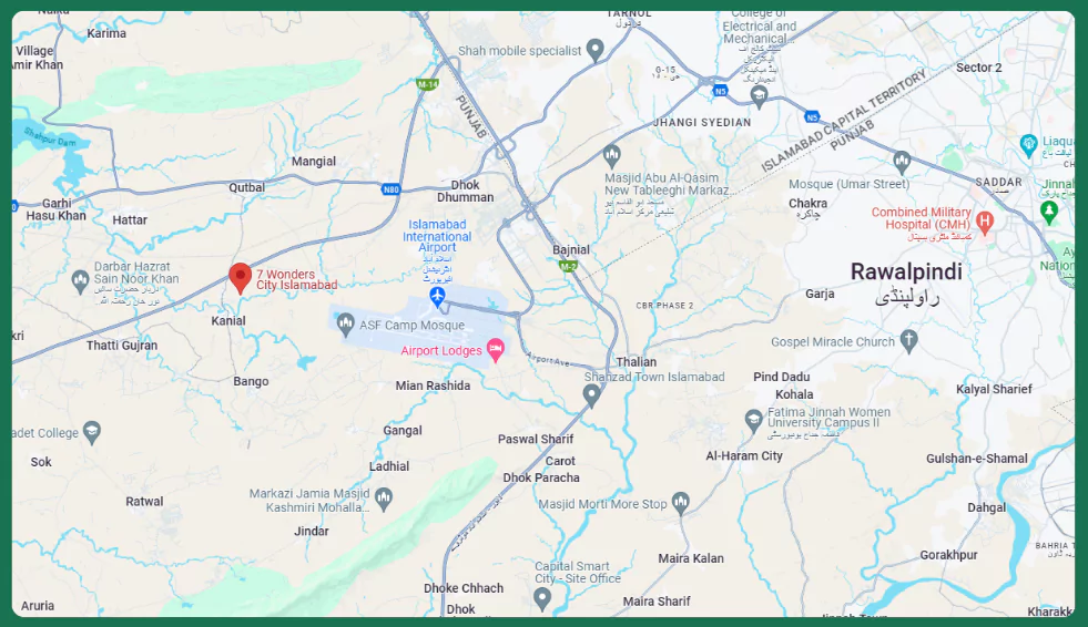 7 wonders city islamabad location map