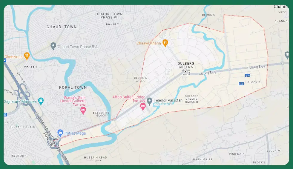 gulberg greens islamabad map