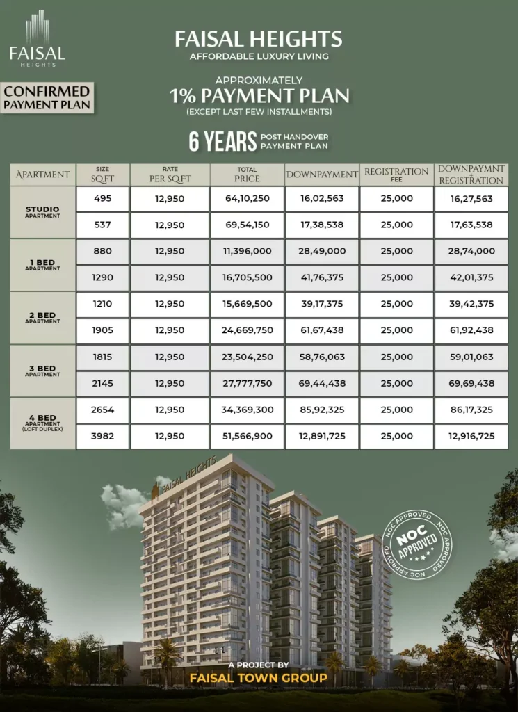 faisal heights payment plan